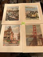 Four vintage prints on backing paper showing San Francisco scenes by Don Davey
