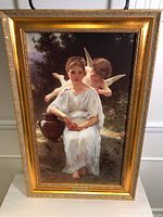 Frontal image of the large-scale framed canvas painting showing the full artwork and frame, highlighting size and condition.