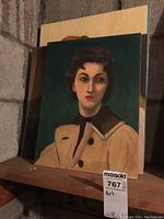 Six 20x16 paintings and twelve 16x12 paintings shown, portraits of men and women in a range of styles and colors.