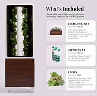 What's Included graphic listing seedling kit, nutrients, seeds and unit