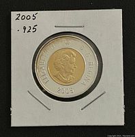 Obverse side of the coin showing Queen Elizabeth II profile with the year 2005 and inscriptions typical to Canadian currency.