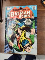 Photo showing full cover of Detective Comics No. 381 featuring Batman and Robin with the 12 cent price mark and date November, 1968.