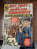 Front cover of Sgt. Fury and His Howling Commandos No. 24 comic book with colorful vintage artwork and 12 cents price.