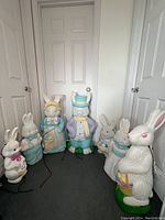 All seven bunny blow molds displayed together showing sizes and colors