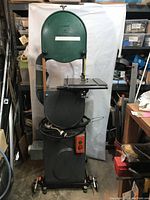 Front view of bandsaw on Port-A-Mate rolling cart