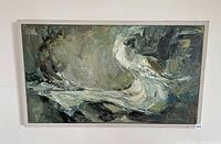 Front view of framed oil painting “The Wind” showing overall composition and frame condition