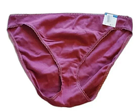 Front view of Charter Club bikini panty in pink berry juice color, showing shape and elastic trim