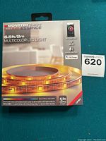 Front view of Monster Smart Illuminessence multicolor LED light strip box showing features and product image.