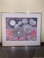 Front view of framed psychedelic painting signed Ligoure 77