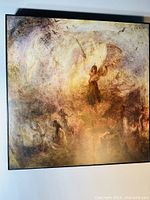 Front view of the print on board showing the full angel-themed artwork with warm and textured background.