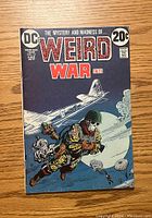 Front cover showing soldier with skull face parachuting from plane on dark blue night sky background priced at 20 cents.