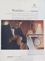 Full view of the vintage 1962 Eterna-Matic watch magazine advertisement featuring man checking his watch and inset close-up of the watch face.