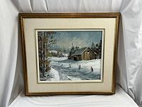 Full view of the framed and matted painting showing overall composition