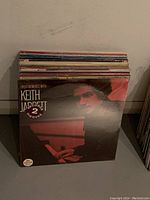 Stack of factory sealed jazz vinyl records with Keith Jarrett 'Great Moments with Keith Jarrett' in front