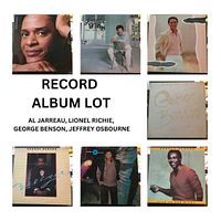 Photo showing all seven album covers including Al Jarreau, Lionel Richie, George Benson, Jeffrey Osborne with various portrait covers and typography.