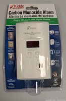 Kidde Carbon Monoxide Alarm Detector in original retail packaging showing front design and features