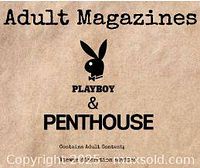 Photo of printed title page showing logos for Playboy and Penthouse Adult Magazines.