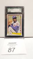 Front view of 1982 Donruss #252 Lee Smith rookie baseball card graded SGC 86 encased in slab.