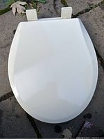 Top view showing closed toilet seat lid in ivory color.