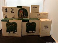 Full lot showing all boxes grouped, including Village Accessories and Heritage Village Collection boxes.