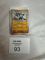 Single Lucario Pokémon card in protective case showing front side.