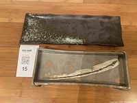 Top view of both sushi trays showing colors, glazing, and shape.