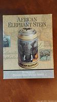 Closed box of Budweiser African Elephant Stein showing front with image of stein and text.