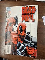 Front cover of Deadpool #1 comic book showing Deadpool holding swords with text logo.