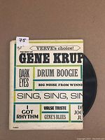 Front cover of the Gene Krupa vinyl LP showing album title and track names.