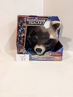 Rocket Raccoon mask in original box packaging with Guardians of the Galaxy branding.