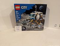 Front view of LEGO City box 60348 showing the Lunar Roving Vehicle with 275 pieces, new sealed set, some box damage.