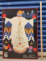 Photo showing the framed Expo 86 poster with a ruler for size reference (approx 35"x24")