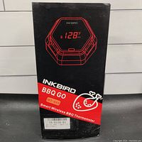 Box of Inkbird IBT-6XS wireless smart BBQ thermometer, showing brand, model, and key features on front.