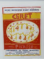 Close-up image of the lithograph artwork showing text and design details, highlighting the 'Ceret' title and Picasso name.