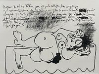 Close-up of entire lithograph image without frame