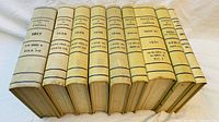 Nine hardcover statute books of Canada arranged horizontally showing spine titles with years from 1917 to 1951.