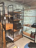 Front-right view showing full height, shelf spacing, and drawer location