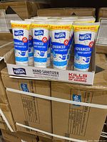 Eight individual bottles of Wish Advanced Hand Sanitizer displayed in a single box showing front label details.