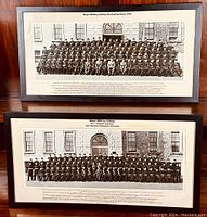 Two vintage framed black and white group photos from Royal Military College, 1952-53, showing No. 3 (Hudson) Squadron and Graduating Class 1953.