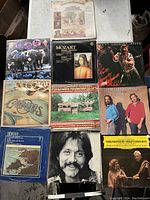 Overview of all 10 vintage vinyl record covers arranged in two rows showing titles from Copland, Mozart, Kenny Loggins, The Eagles and others
