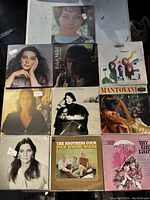 Photo showing all 10 vinyl record albums laid out on a surface in a 3x3 grid with one on top.