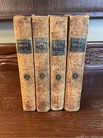 Spine view of four leather-bound volumes labeled Chesterfield's Letters, volumes 1-4.