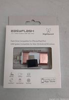 Photo of one sealed rose gold EasyFlash 3-in-1 Multi-Function USB Flash Drive showing front packaging with product visible.