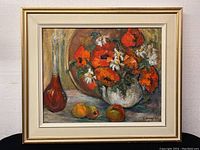 Full view of framed oil painting showing overall appearance and condition