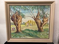 Full view of framed oil painting showing the entire artwork including the frame.