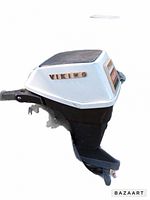 Side view of the outboard motor showing the Viking branding and pull-start handle with ripcord wrapped around it.