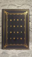 Front cover of the hardcover book with black and gold decorative embossing.