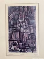 Print of 'The Alficionado' artwork mounted on bristol board, showing the cubist image and color tones.