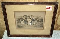 Full view of framed antique children's print showing entire frame and mount.