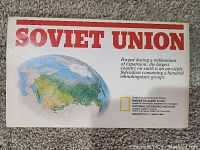 Front cover of the folded map titled 'SOVIET UNION' with a color globe illustration and text describing the Soviet Union.